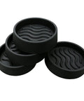 No Slip Furniture Pads 2 Inch Round Rubber Caster Cups Thick Silicone Coasters For Hardwood Floors Anti Slip Bed Couch Stoppers To Prevent Sliding Black Four Pack