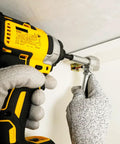Go-To Right Angle Drill Attachment For Cordless Drill And Impact Driver All Metal Body With Steel Gear in use for tight space drilling