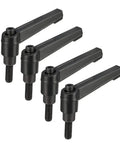 Slick Quick Release Clamping Levers With Adjustable Push Button Ratchets And M6 By 16mm Male Threads For Rock Solid Fastening In Matte Black Four Pack