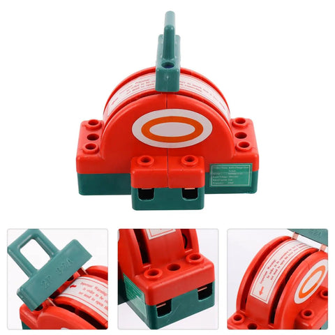 Visible Disconnect Knife Switch 32A 220V DPDT Two Pole Power Isolation front and detailed views
