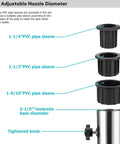 Diagram of adjustable nozzle diameter showing three PVC pipe sleeves and stainless steel base for Sturdy Granite Umbrella Stand Tube For Outdoor Use
