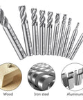AFUNTA 10-piece HSS end mill set, 4-flute, straight shank; for wood, aluminum, steel.