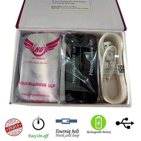 Vein Finder Pro With THZ Light Technology in box, including accessories, ideal for all ages and skin tones, 870mAh battery for IV access
