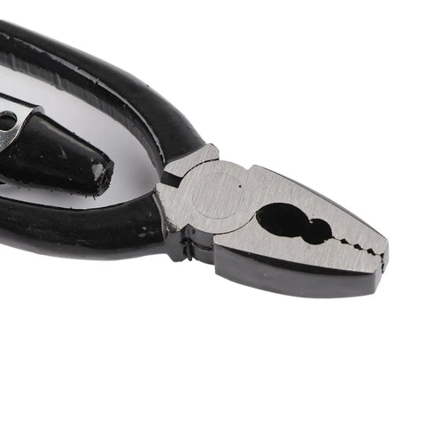 Heavy Duty Steel Alloy Safety Wire Pliers With Spring Return, Lock Wire Twisting Tool, black handle, durable jaws close-up