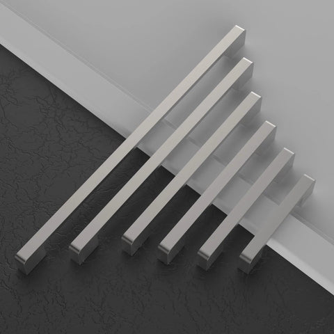 Brushed Satin Nickel Cabinet Pulls 5 Inch 128mm Hole Centers Pack of 10 Durable Zinc Alloy Handles ZH0062 on display