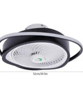 Ceiling Fan with Light 20 Inch Low Profile Invisible Chandelier Fan for in sleek black, showing rounded design and light feature.