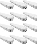 Twelve Rugged Four Foot Vapor Tight Shop Lights With 40W 50W 60W Selectable Power And 3000K To 5000K Tunable CCT IP66 Waterproof