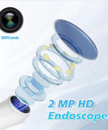 Oral Endoscope With 1920P HD Camera And 8 Handy LED Lights, 70 Degree Rotatable Angle For Close Up Teeth, At Home Dental Check Camera For Android And iOS, Easy Phone Recording And Clear Dental View In Purple, 2 MP HD lens