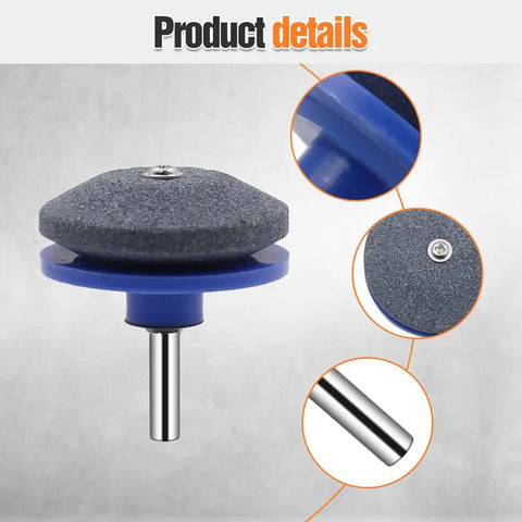 Easy No Fuss Dull Blade Sharpener Kit for Lawn Mowers and Garden Tools with corundum stone and steel, product details view.