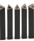 Five 3/8in indexable turning tools with cemented carbide inserts and screws.