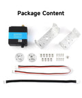 Beefy Torque Serial Bus Servo With 25Kgcm Capacity, showing servo, brackets, and cables for precision robotics projects.