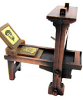 Side view of One To Forty Eight Scale Metal Printing Press Die Cast Miniature Diorama Desk Accessory Pencil Sharpener With Sliding Print Surface.
