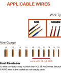 Wire types and gauges for Low Voltage Wire Connectors Quick Solderless Splice Kit 2 Way Automotive Connectors 12 Pack for 20 to 24 AWG Cables