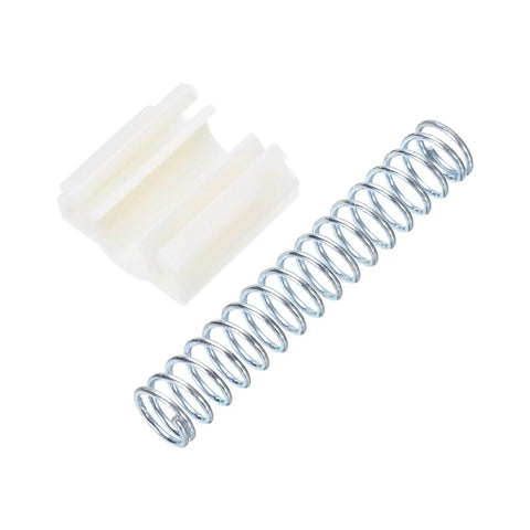 Dead Simple Bifold Closet Door Hardware Replacement Kit with silver steel spring and white plastic pivot for easy operation.