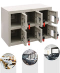 Heavy Duty Steel Cell Phone Locker With Integrated Charging Station And Secure Keys Built Like A Tank, 6 compartments with locks.