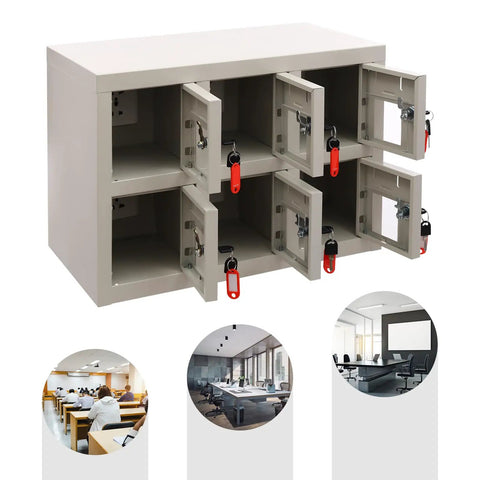 Heavy Duty Steel Cell Phone Locker With Integrated Charging Station And Secure Keys Built Like A Tank, 6 compartments with locks.