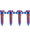 Heavy Duty Premium Titanium Self Tapping Screws M5x18mm Torx Star Drive 4 Pack Burnt Blue Coating close-up view.