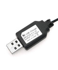 USB Power Charger Cable For 7.2V Ni Cd Ni Mh Battery Packs with SM 2P Plug view, showing label details and connectors.
