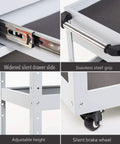 Heavy Duty Rolling Tool Cart With Drawer And Lockable Wheels, stainless steel grip, adjustable height, silent brake wheel