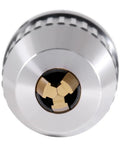 Close-up of 1/16-5/8 Inch MT3 Precision Keyless Drill Chuck with titanium jaws, for CNC lathe and drill press.