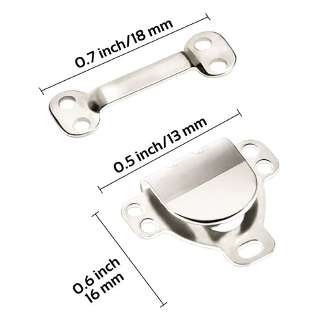 Super Tough Stainless Steel Hook And Eye Closures For Pants Skirts And Dresses Nickel Sewing Notions showing 0.7 inch and 0.5 inch sizes.