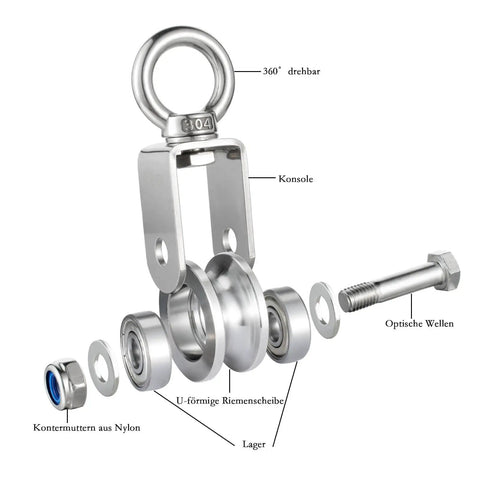 Beefed Up Heavy Duty Single Pulley Block Wheel With Ball Bearings For Wire Rope Smooth Burr Free Surface Two Bearings For Easy Rotation