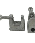 Three Eighths Inch Metal Beam C Clamp For Wall Ceiling Flange Mounts Galvanized 24 Pack, side and top views.