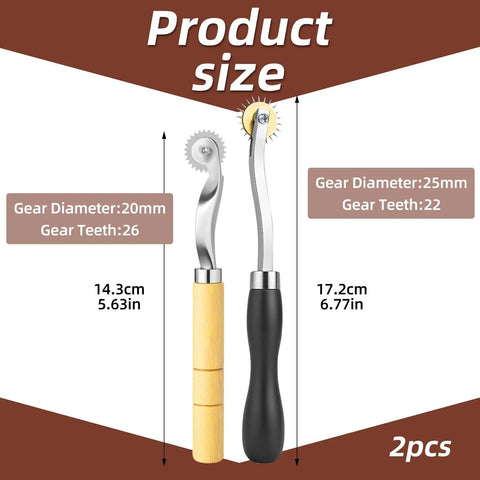 Two Pack Tracing Wheel Set With Wooden Handles Pro Perforator Tools for Sewing Patterns, arts, leather crafts, durable metal wheels