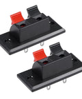 Two Pack 2 Way Speaker Spring Connectors Plug And Play Terminal Clips For Quick Speaker Wiring, 2 Pins And 2 Positions, Spring Load Clip, Red Black Polarity Coding, 45mm Length By 21mm Width Terminal Block