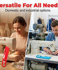 Image showing people using sewing machines with 4 In 1 Sewing Threader Tool With Seam Ripper Needle Threader Magnifying Glass And Magnetic Sewing Accessory