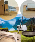 Heavy Duty Galvanized Steel Self Locking Hinge Brackets For Folding Desks And Couches with angle view on wooden surface.