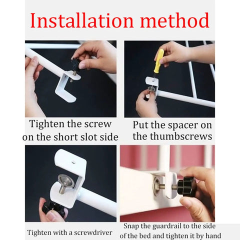 Installation steps for Clip On Bed Rails For Seniors And Pregnant Women, Bedside Fall Prevention Grab Bar, easy install guide