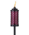 65 Inch Glass Honeycomb Burgundy Outdoor Torch For Patio And Backyard Decor Convertible Lamp With Weather Resistant Design Long Lasting Wick Snuffer And Pole Kit Included, front view