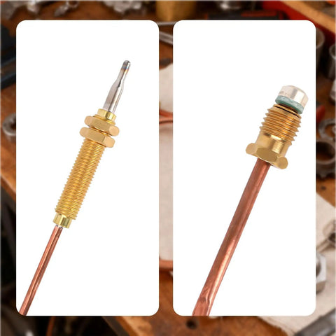 Close-up of Two Pack Fire Pit Thermocouples Replacement 60x1 Cm 23.6x0.4 In, durable copper alloy for BBQ and patio heaters.