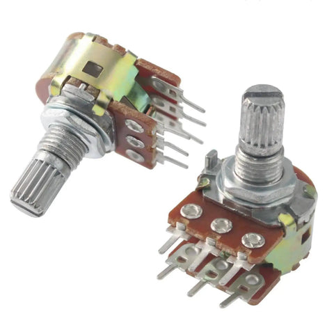 WH148 100K Potentiometers 6 Pin Dual Rotary Linear Potentiometers 15mm Shaft for Audio Volume Control Light Dimming