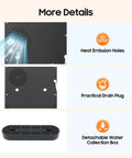Image showing heat emission holes, practical drain plug, and detachable water collection box of Bottom Loading Water Cooler Dispenser With Hot And Cold Spouts, Dual Temperature Control, Stainless Steel Inner Liner, Durable PP Shell, 20L High Capacity Floor Standing Water Cooler For Home Office Living Room Dark Gray.