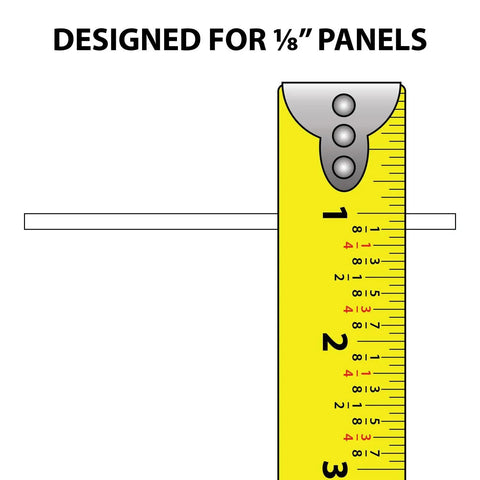 Top Shelf Black Polypropylene Panel Hinges 1/8 Inch Thick For Solid Cabinet Doors And Craft Lids Four Heavy Duty 36 Inch Strips shown with measuring tape for panel fitting.
