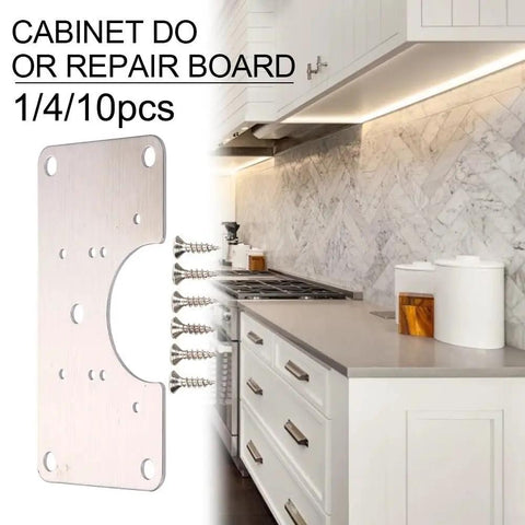 Stainless Steel Hinge Repair Plates Kit For Quick Kitchen Installations And Fixes With 1, 4 Or 10 Plates And Screws, 90 x 50 mm.