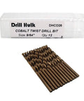 Twelve Pack 9/64 Inch Cobalt Steel M35 Jobber Length Twist Drill Bits For Beefed Up Metal And Stainless Steel, case visible
