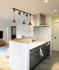 Dope Set Of Three Industrial Black Metal Pendant Lights With Adjustable H Type Track, Twisted 3.9 Ft Cords, E26 Base For Loft Aisle Bar Lighting, Bulbs Not Included, Track Not Included in modern kitchen.