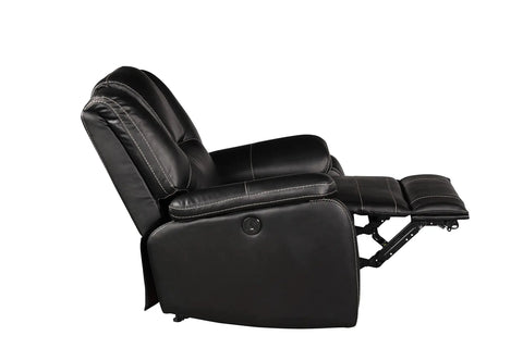 Side view of reclined chair from 3 Piece Leather Recliner Couch Set With Manual Recliner Sofa Reclining Loveseat And Swivel Rocker Chair