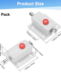 Close-up of Push Button Spring Loaded Latch Four Pack White Quick Release Cabinet Catch dimensions for toolbox and cupboard use.