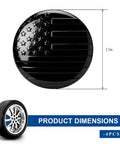 4 Piece Wheel Hub Center Cap Decals Sporting A Slick Usa Flag Graphic And Glossy Black Vinyl For Your Ride No Fuss Peel Stick Install Heavy Duty Weatherproof, measuring 2.2 inches.