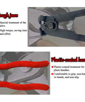 CV Boot Clamp Pliers Kit with durable steel jaws and plastic-coated handles highlighting high torque, comfortable grip design.