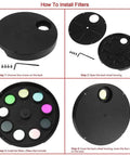 Installation steps for full metal eyepiece filter wheel for 1.25 inch and 2 inch telescopes with quick change locking ring.