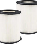 Two VF4000 Replacement Filter For Ridgid And Husky Wet Dry Vacuums 5 To 20 Gallon Vacuums 2 Pack with white pleats and black ends.