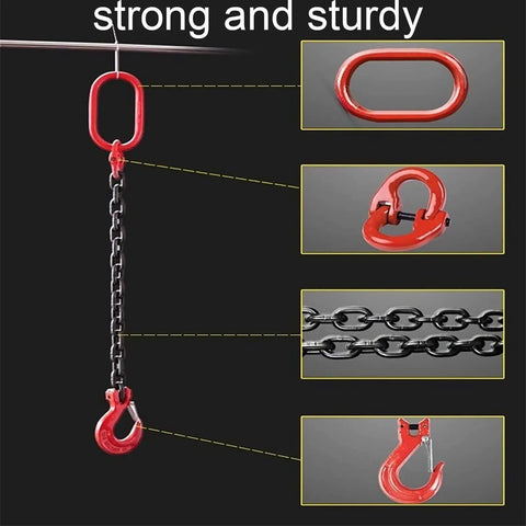 Helluva Tough Heavy Duty 3 Leg Chain Sling With Powder Coated Alloy Steel Hooks G80 Grade Rigging Gear For Mining Machinery And Port Operations Pulling Up To 3 Tons Across 3 Meters Span