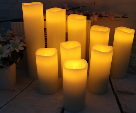 Flameless Battery Operated Real Wax Pillar Candles With 10 Key Remote And 24 Hour Cycling Timer For Cozy Vibes, realistic LED flicker