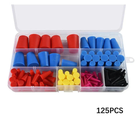 Dope 125 Piece Silicone Rubber Tapered Plug Assortment Kit For Tight Fittings, High Temp Heat Resistant Stuffing Blocks And Hose Seals That Never Crack Or Shrink On Your Car Projects, 125-piece case