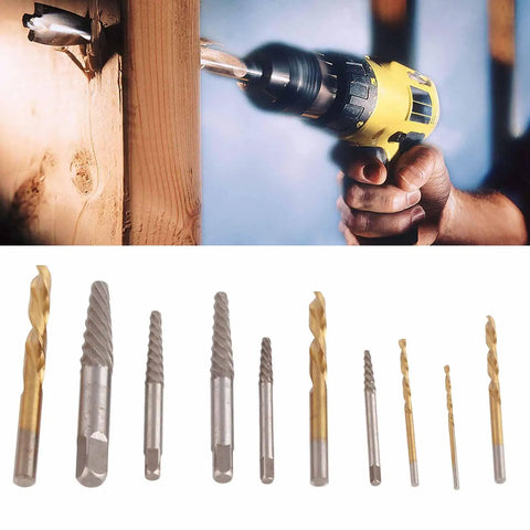 Grab This Awesome 10 Piece Screw Extractor Set With Drill Bits Left Hand Plated Alloy Steel Fastener Remover Kit For Damaged Screws Bolts Tough To Get Tools drill bits and extractors